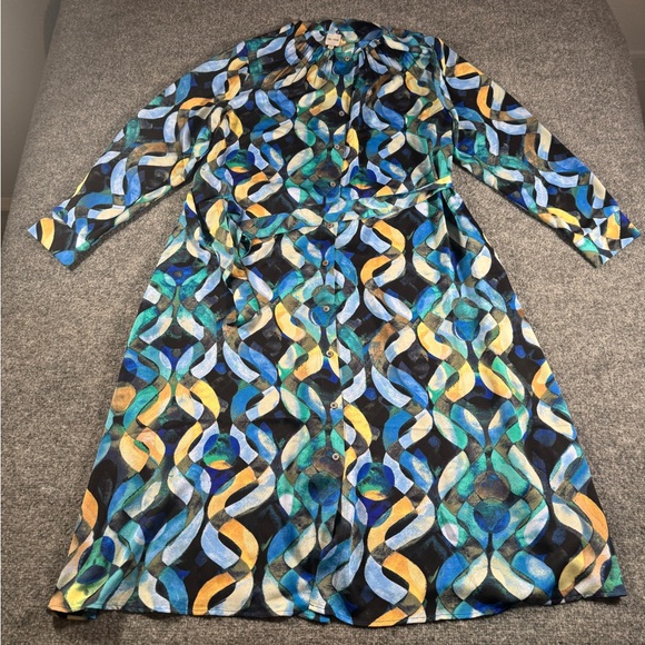 Nic+Zoe Women’s Wave Links Loren Long Sleeve Blue Shirtdress SZ XXL - Picture 3 of 14